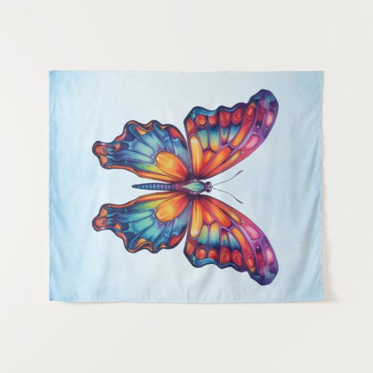 Vlinderblauw Sinaasappels vleugels Wandkleed (Voorkant (horizontaal))