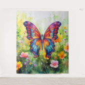 Vlinderblauw Sinaasappels vleugels Wandkleed (Voorkant)