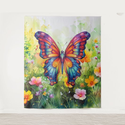 Vlinderblauw Sinaasappels vleugels Wandkleed (Voorkant)