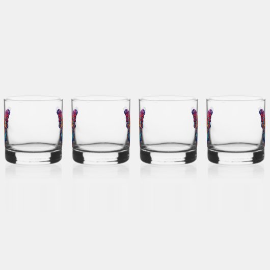 Vlinderblauw Sinaasappels vleugels Whisky Glas (Rechts)