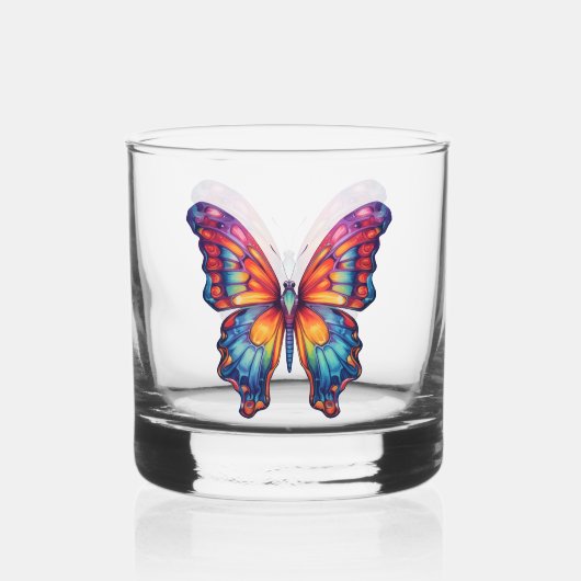 Vlinderblauw Sinaasappels vleugels Whisky Glas (Achterkant)