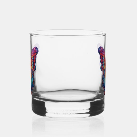 Vlinderblauw Sinaasappels vleugels Whisky Glas (Rechts)