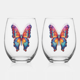 Vlinderblauw Sinaasappels vleugels Wijnglas Zonder Voet