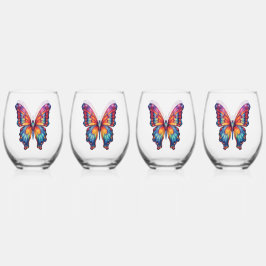 Vlinderblauw Sinaasappels vleugels Wijnglas Zonder Voet