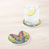 Vlinderblauw Sinaasappels vleugels Zandsteen Onderzetter (Zijkant)