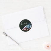 Vlinderblauw zwart liefde stickers (Envelop)