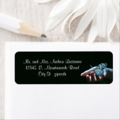 Vlinderblauw zwarte adresetiketten etiket (Insitu)