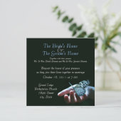 vlinderblauwe zwarte bruiloft kaart (Staand voorkant)