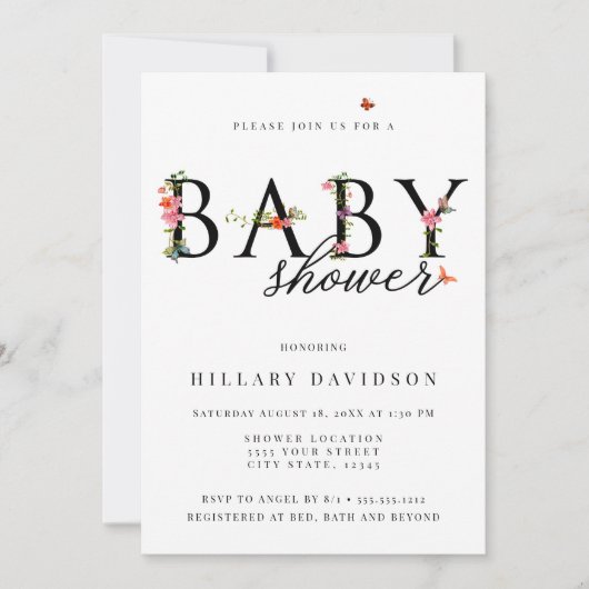 Vlinderbloem, Baby shower Kaart (Voorkant)