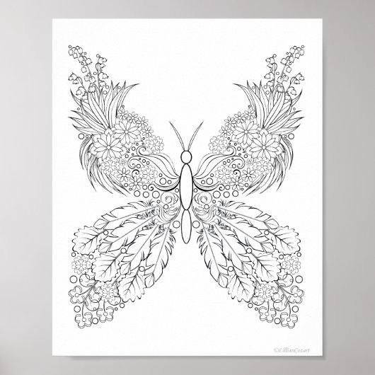 Vlinderbloemen #13 Fantasy Kleurplaten Poster (Voorkant)