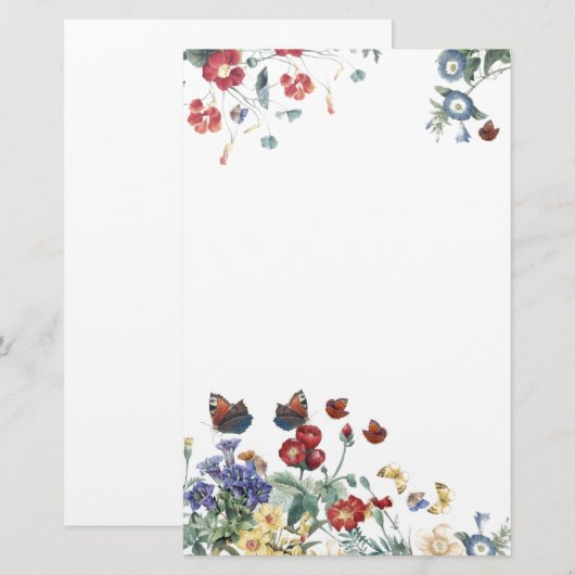  vlinderbloemen briefpapier (Voorkant / Achterkant)