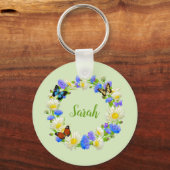 Vlinderbloemen Gepersonaliseerde Sleutelhanger Blo (Voorkant)
