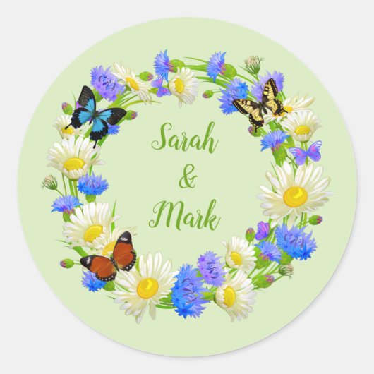 Vlinderbloemen gepersonaliseerde stickers envelop (Voorkant)