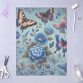 Vlinderbloemen Vlinders Blauw Decoupage Tissuepapier (Craft)