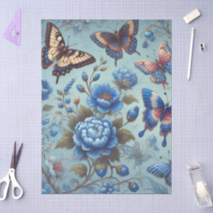 Vlinderbloemen Vlinders Blauw Decoupage Tissuepapier