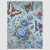 Vlinderbloemen Vlinders Blauw Decoupage Tissuepapier (Voorkant)