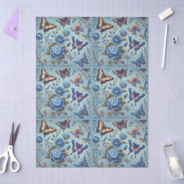Vlinderbloemen Vlinders Blauw Decoupage Tissuepapier
