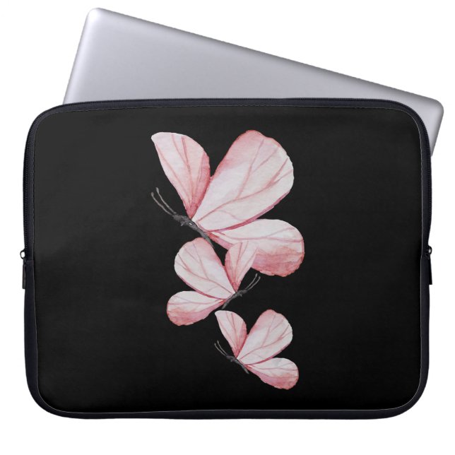 vlinderbloemenschilderij vlinder schattige natuur  laptop sleeve (Voorkant)