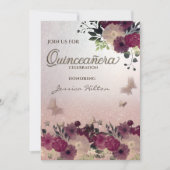 Vlinderbloementuin Quinceañera Uitnodiging (Voorkant)