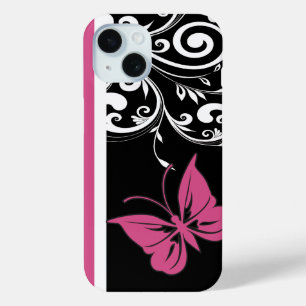vlinderbloemkolen crranberry roze iPhone 15 case