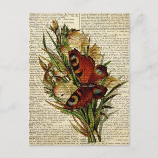 Vlinderbloemkunst op de  woordenboekpagina briefkaart (Voorkant)