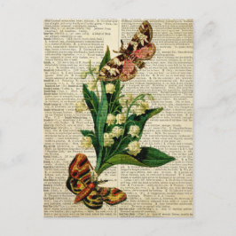 Vlinderbloemkunst op de woordenboekpagina briefkaart