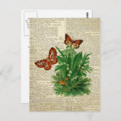 Vlinderbloemkunst op de woordenboekpagina briefkaart (Voorkant / Achterkant)