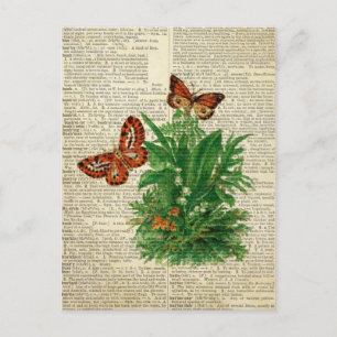 Vlinderbloemkunst op de  woordenboekpagina briefkaart