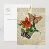 Vlinderbloemkunst op de woordenboekpagina briefkaart (Voorkant / Achterkant)
