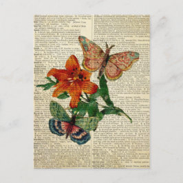 Vlinderbloemkunst op de woordenboekpagina briefkaart