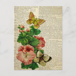 Vlinderbloemkunst op de woordenboekpagina briefkaart