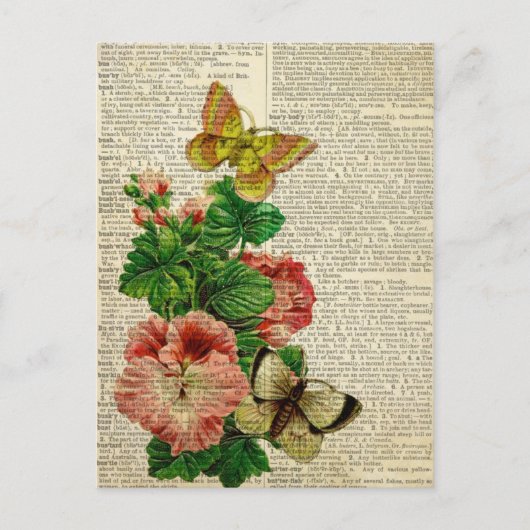 Vlinderbloemkunst op de  woordenboekpagina briefkaart (Voorkant)