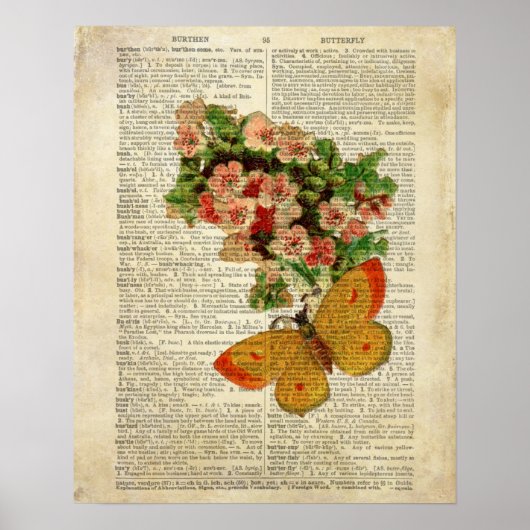 Vlinderbloemkunst op de woordenboekpagina poster (Voorkant)