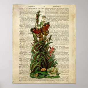 Vlinderbloemkunst op de  woordenboekpagina poster