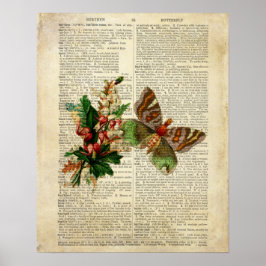 Vlinderbloemkunst op de woordenboekpagina poster