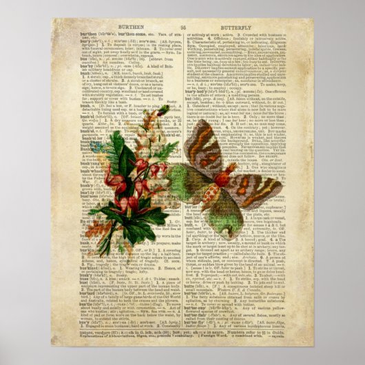 Vlinderbloemkunst op de woordenboekpagina poster (Voorkant)