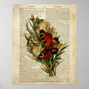 Vlinderbloemkunst op de  woordenboekpagina poster