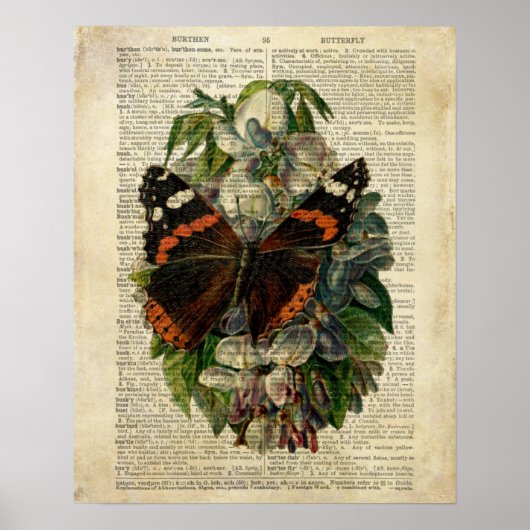 Vlinderbloemkunst op de woordenboekpagina poster (Voorkant)