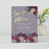 Vlinderbloemtuin lila zoet zestien kaart (Staand voorkant)