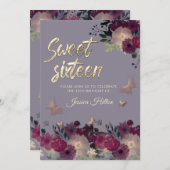 Vlinderbloemtuin lila zoet zestien kaart (Voorkant / Achterkant)