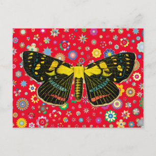 Vlinderbloesem natuur Wildlife Art Rood backing Briefkaart