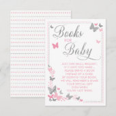 Vlinderboek voor Baby Kaart, roze, zilver Informatiekaartje (Voorkant / Achterkant)