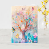 Vlinderboom Aquarel Wenskaart/Notitie Kaart (Gele Bloem)