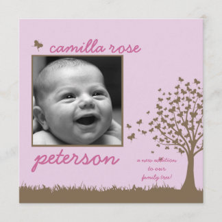 vlinderboom meisje geboorte aankondiging