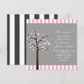 Vlinderboom Modern Grijs Baby Shower Uitnodiging (Voorkant / Achterkant)