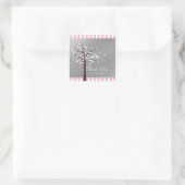 Vlinderboom Roze & Grijs Baby Shower Sticker (Tas)