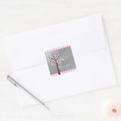 Vlinderboom Roze & Grijs Baby Shower Sticker (Envelop)