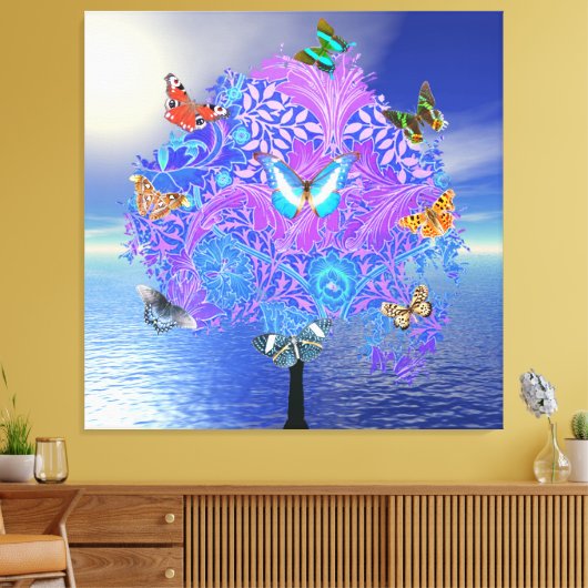 Vlinderboomstructuur Verrekte canvas afdrukken (Insitu (Woonkamer))