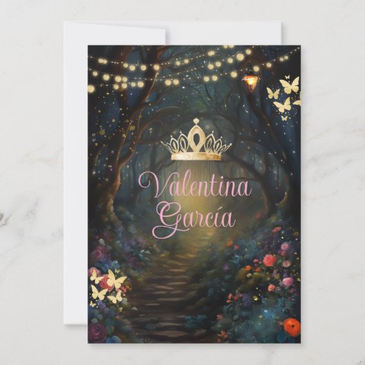 Vlinderbos Quinceañera 15 Anos Bloemen Goud Kaart (Achterkant)