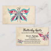 vlinderbreinaalden breiend visitekaartje (Voorkant / Achterkant)